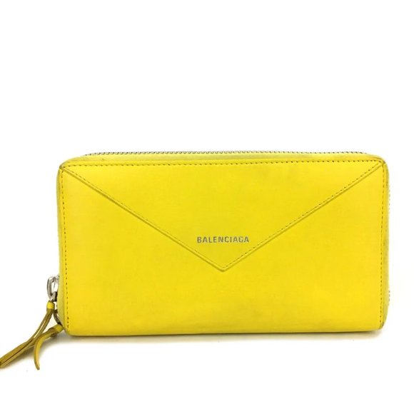 BALENCIAGA Paper Leather Zip Around Long Wallet/9R0232 - Picture 1 of 8